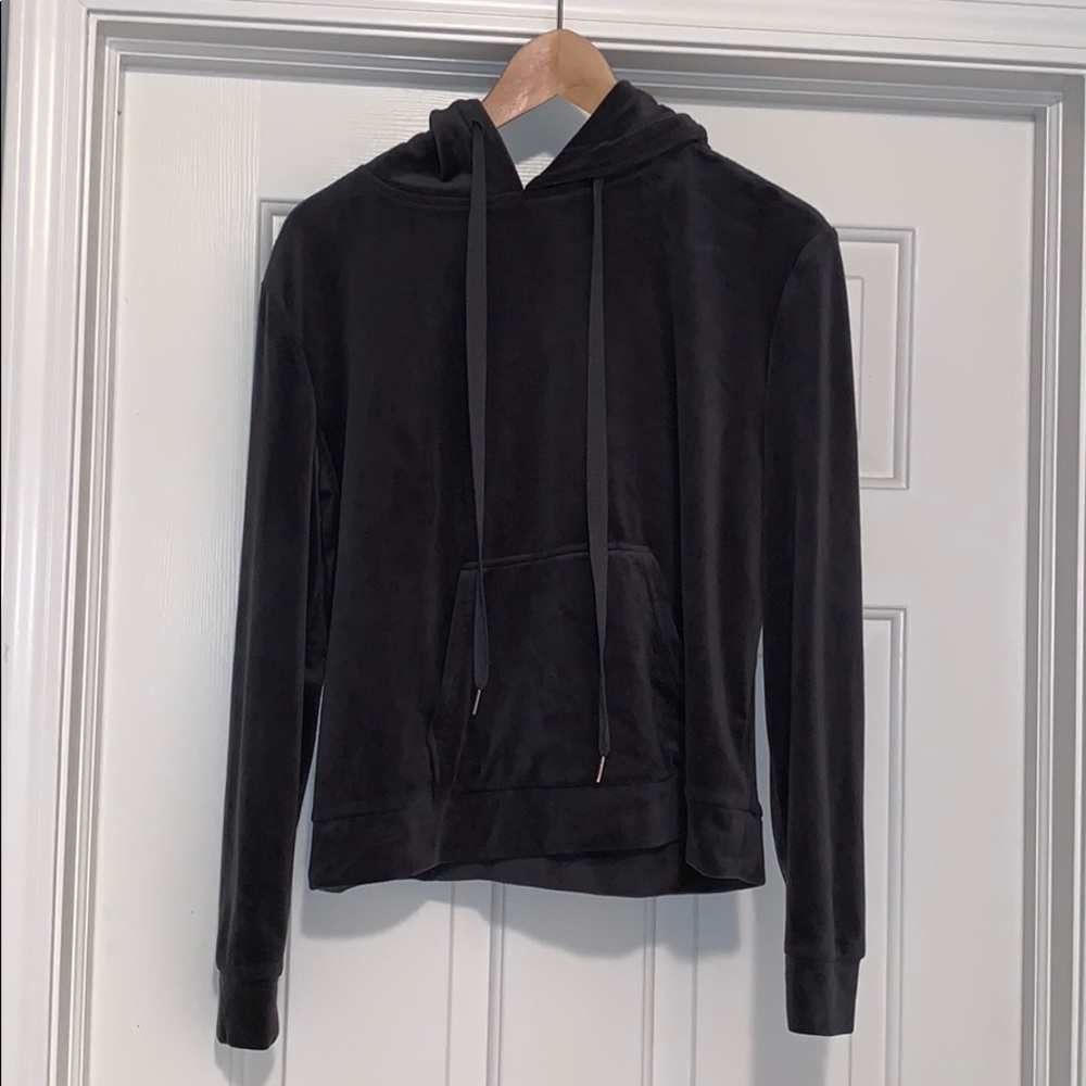 Velvet fuzzy dark gray hoody